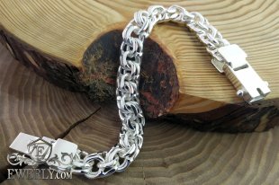 Massive silver bracelet "Bismarck" on hand, фото