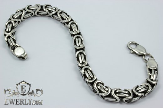Big bracelet "David" of sterling silver for men, фото