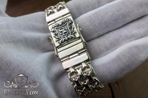 Чоловічий браслет - подвійний фараон з пластинами, фото